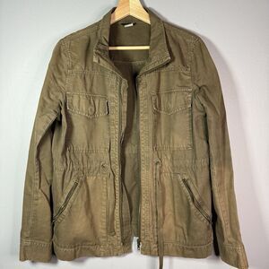 J Crew Women’s Military Utility Green 100% Cotton Field Jacket Zip Size Medium